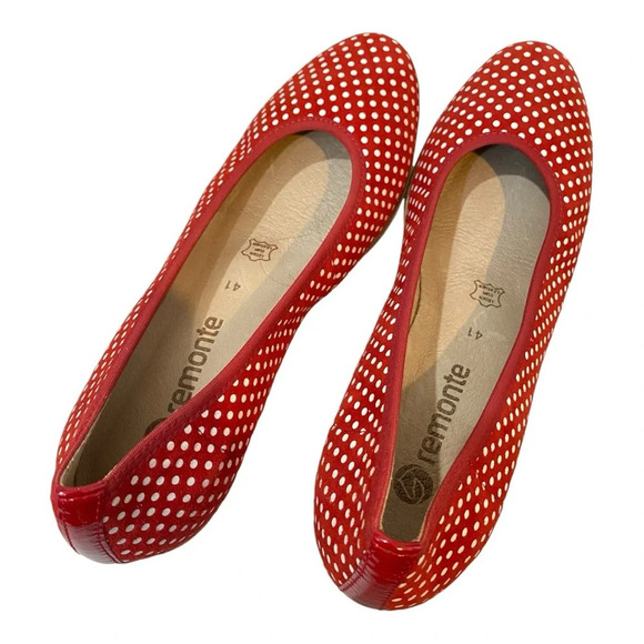 Remote NWOT Red and White Polka dot wedge slip on sandals Size 10-10.5 - Picture 5 of 16